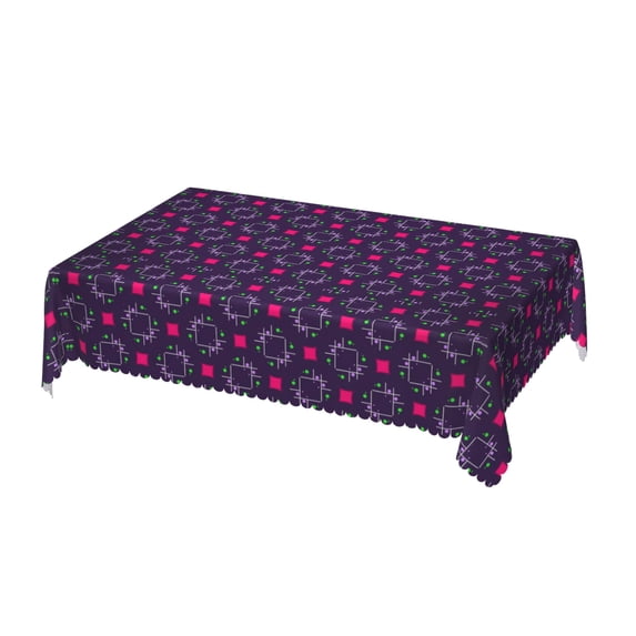 DouZhe Rectangular Tablecloth, Retro Geometric Colorful Shapes Table Cloth for Kitchen Dinning Tabletop, 72" x 54" Waterproof Polyester Table Cover