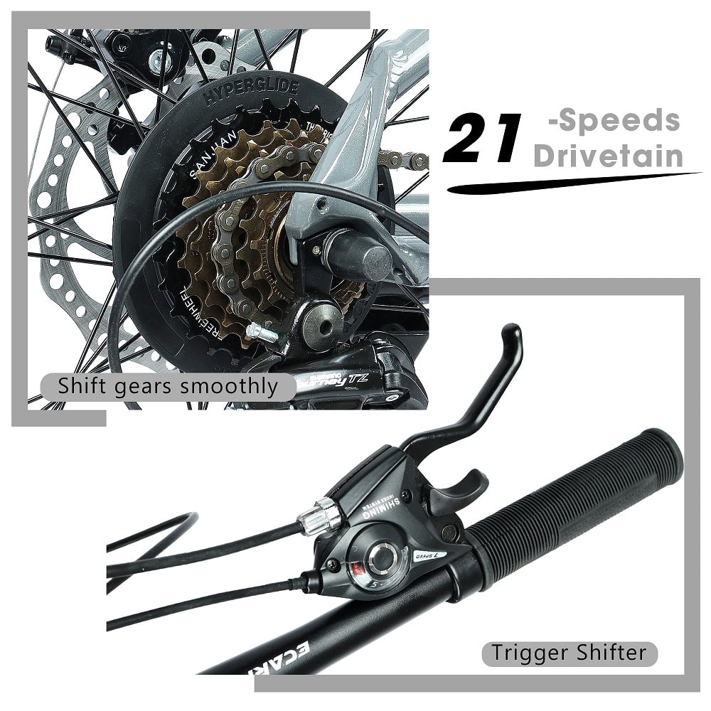 YDSM Ecarpat 26 Inch All-Terrain Mountain Bike with Disc Brakes 21-Speed Drivetrain & Durable Carbon Steel Frame Ideal for Men and Women, Perfect for Trail Riding and Touring