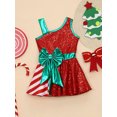 thumbnail image 2 of iixpin Robe Tutu de Danse de Noël Brillante à Paillettes pour Filles, Robe de Fête Sans Manches, Rouge, 12, 2 of 7