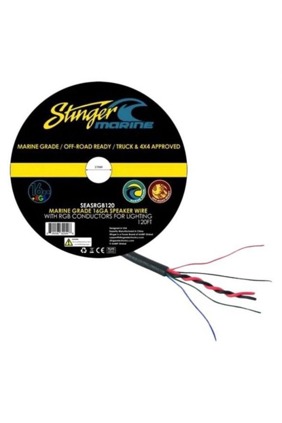 SEASRGB120 120 Feet Of 6-Conductor wire. Two 16-Gauge Speaker Wires and 20-Gauge RGB LED Wiring