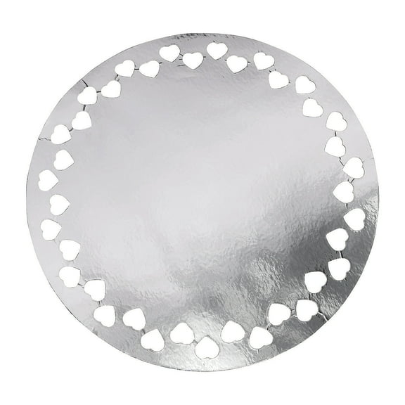 Silver Laser Cut Charger W/ Hearts 24Pc - Party Supplies - 24 Pieces