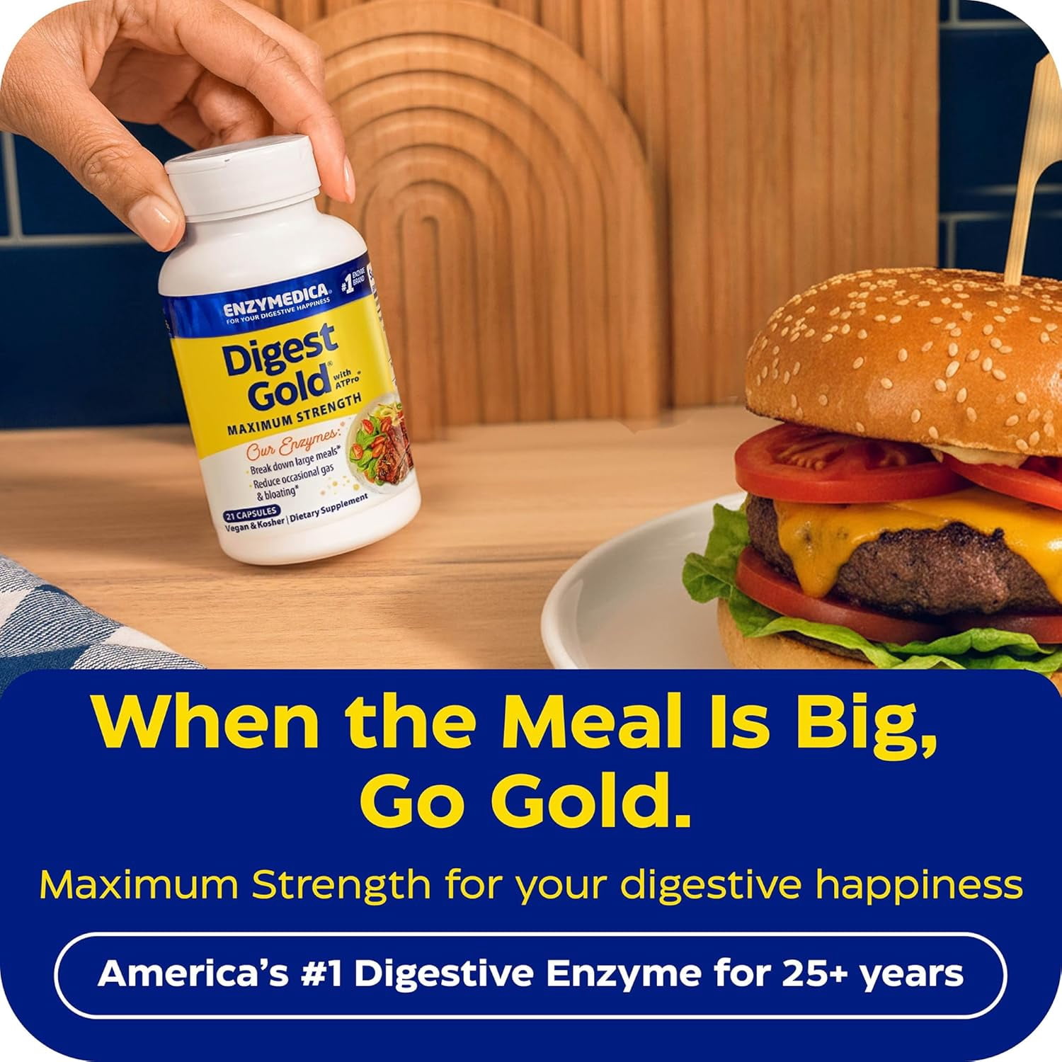 Enzymedica Digest Gold + ATPro, Maximum Strength Enzyme Formula, Fast-Acting, Helps Digest Large Meals, Prevents Bloating and Gas, 240 Capsules