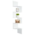 Greenco 5 Tier Wood Floating Wall Mount Corner Shelves White Finish