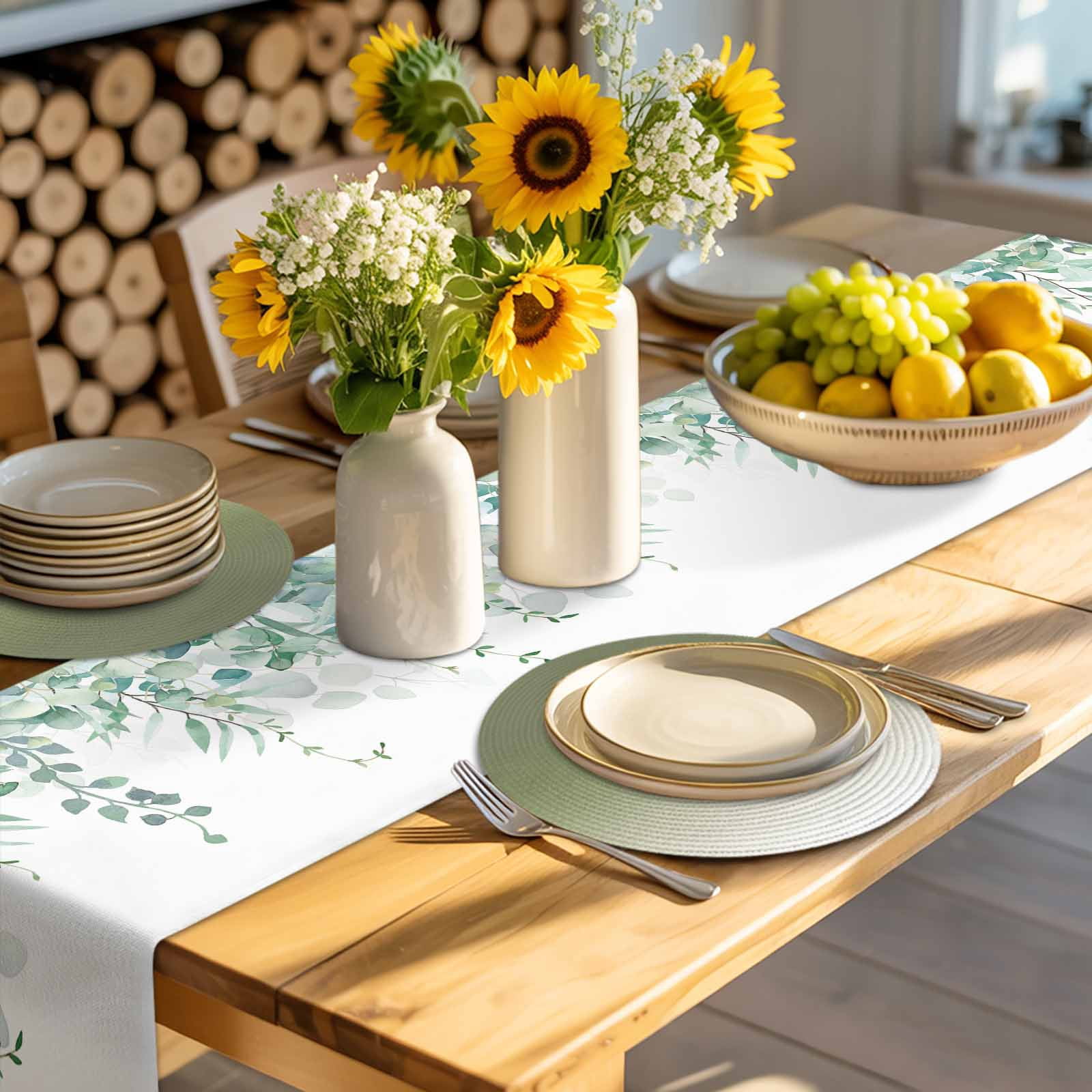 Sage Green Ombre Round Placemats Set of 6 for Dinning Tables,Heat-proof Braided Table Mats 13 Inch,Farmhouse Sage Green Ombre Washable Place Mat for Kitchen Restaurant Party Decor Table Setting