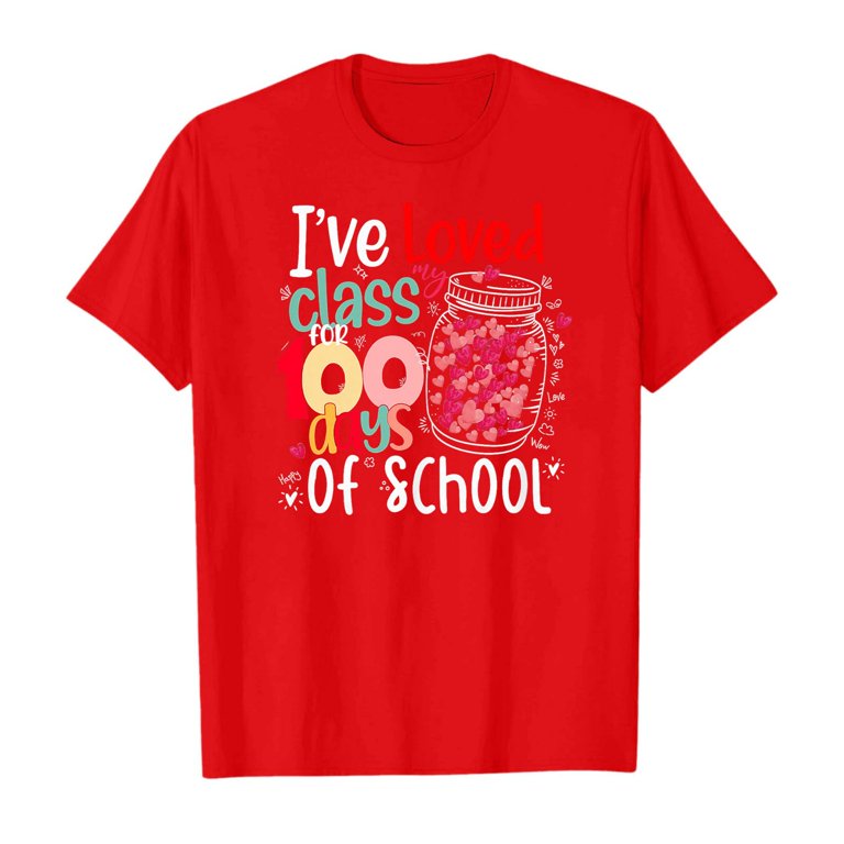 Girls Shirts Crewneck Oversize Letter Casual Preschool 100 Day Of