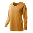 thumbnail image 2 of A2Y Women's Relaxed Fit Long Sleeve V-Neck Side Pocket Sweatshirt Ash Mustard 1XL, 2 of 6