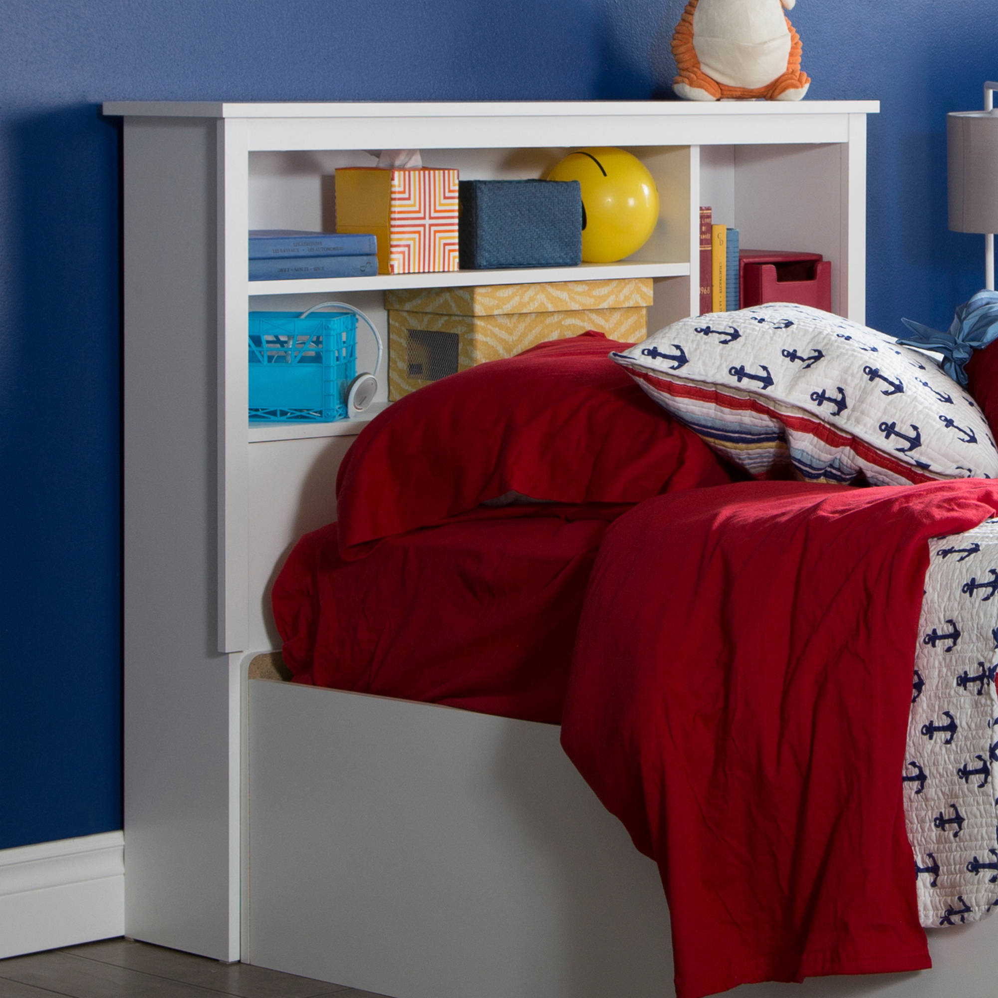 South Shore Fusion 39" Twin Bookcase Headboard, Pure White