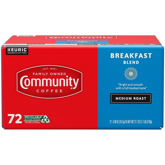 Community Coffee Breakfast Blend Medium Roast Single Serve, 72 ct.