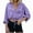 Purple, variant on Women'S Cropped Denim Shirt Roll Up 3/4 Sleeve Casual Loose Drawstring Hem Button Front Jean Jacket Olive Color XL