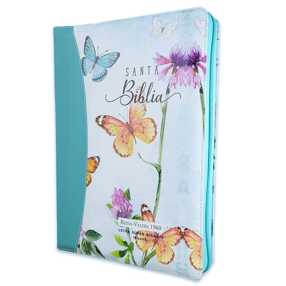 Biblia para Mujer Letra SuperGigante 19puntos RV60 turquesa con indice y Cierre