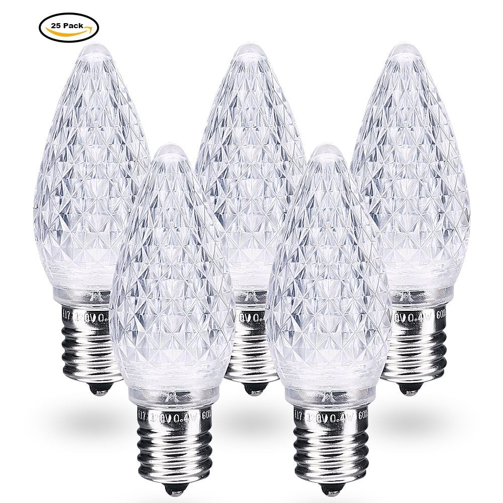 Brizled C9 Christmas Light Bulbs, Cool White Replacement LED Bulb