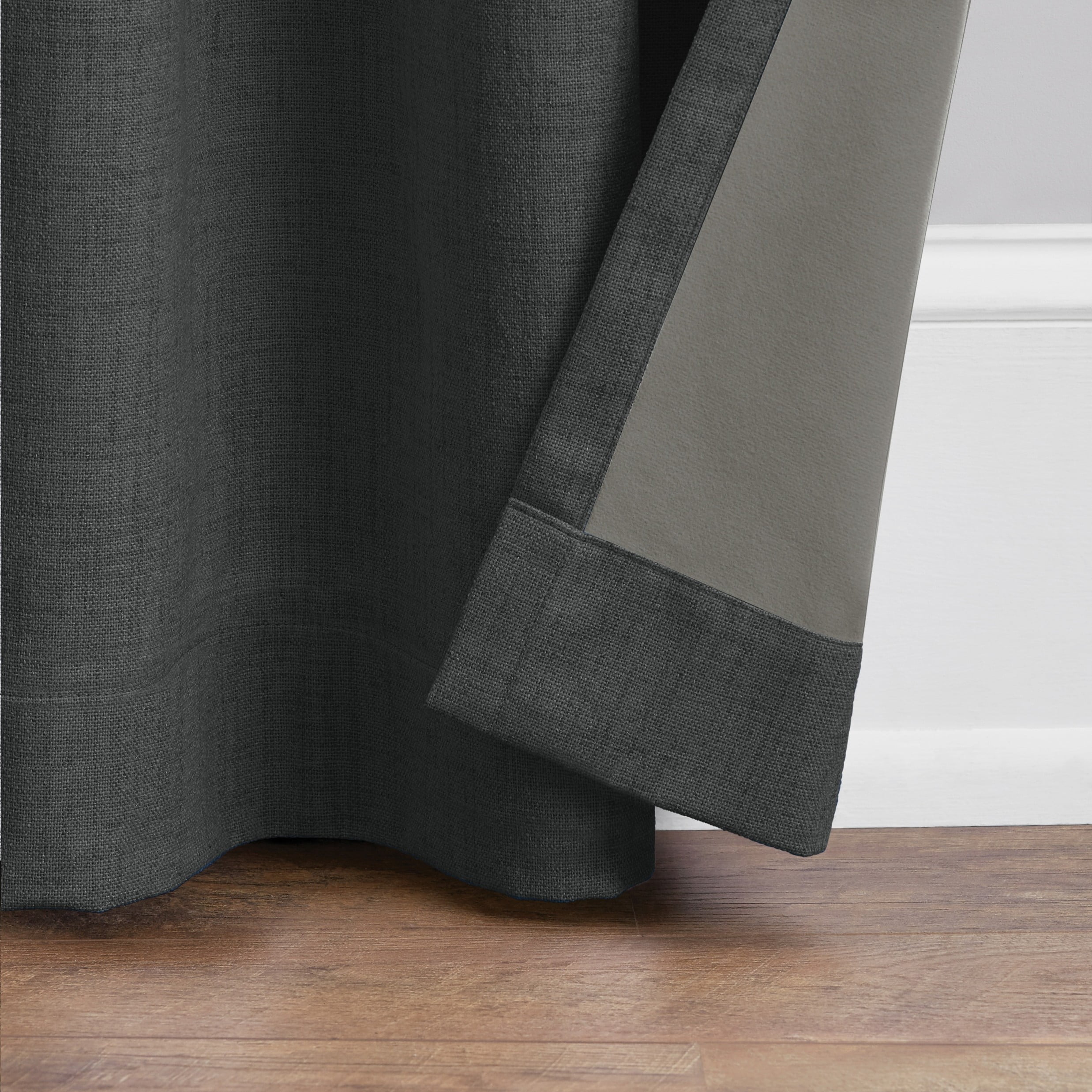 Eclipse Corte Solid Grey Flannel Blackout Grommet Top Single Curtain Panel, 52" x 63"