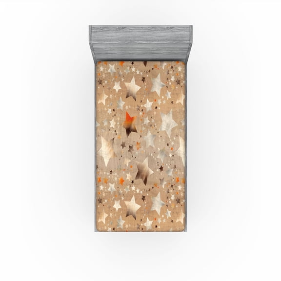 Ambesonne Celestial Fitted Sheet, Abstract Astronomy Dream, Twin XL Size, Pale Mustard Vermilion