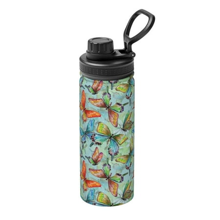 

Lukts Retro Flying Butterflies Print 18oz Insulated Sports Kettle Outdoor Sport Gym Stainless Steel Water Bottles