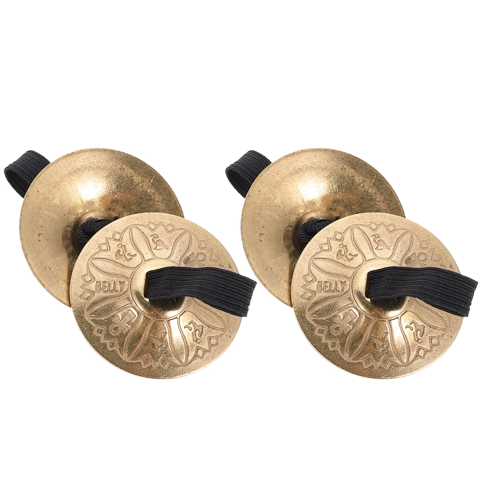 PartyKindom Golden Copper Finger Cymbals Small Percussion Instrument for and Training 4Pairs