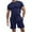 Blue, variant on jsaierl Mens 2 Piece Short Sets Casual Solid Crewneck Short Sleeve Tee Shirts And Fit Sport Shorts Set
