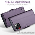 thumbnail image 3 of Nalacover Premium PU Leather Wallet Case for iPhone 15, RFID Blocking Card Slots Holder Cover with Kickstand Magnetic Clasp TPU Shockproof Case for iPhone 15, Purple, 3 of 11
