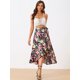 thumbnail image 3 of Falda Allegra K Bohemio con volantes y estampado floral Negro L, 3 of 5