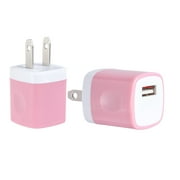 Spark Electronic 2 PC Dual Color 2-Tone Universal USB Travel Home Power Adapter Wall Charger Plug for iPhone 7/7 plus 6/6 plus 5S 5 Samsung Galaxy S5 S4 S3 HTC One M8 LG G2 G3 L3 (Pink)