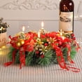 thumbnail image 1 of Teissuly Candlestick Wreath Simulation Wreath Candlestick Red Ribbon Double Ball Restaurant Desktop Decoration Teissuly WER202312132106, 1 of 6