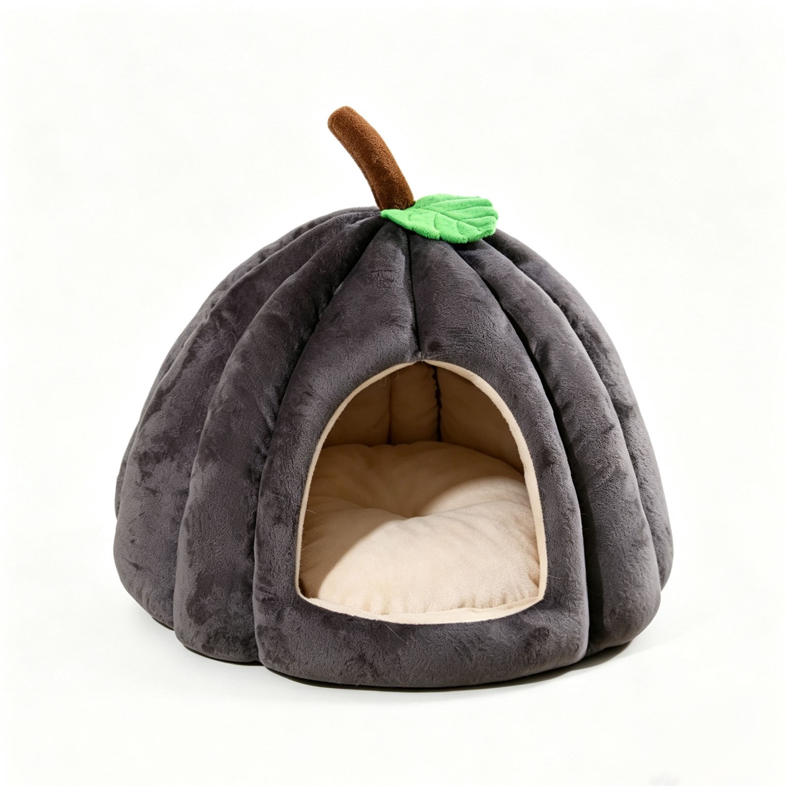 Pumpkin Shape Pet Cave Bed, Soft Enclosed Warm Sleeping for Cats Small ...