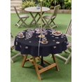 thumbnail image 4 of Outdoor Tablecloth with Umbrella Hole for Patio/Picnic/Party/Camping, Spring Cherry Flowers Waterproof Table Cloth Round Cover Washable, Pink Floral Blossom Vintage Black (Dia 54"), 4 of 8