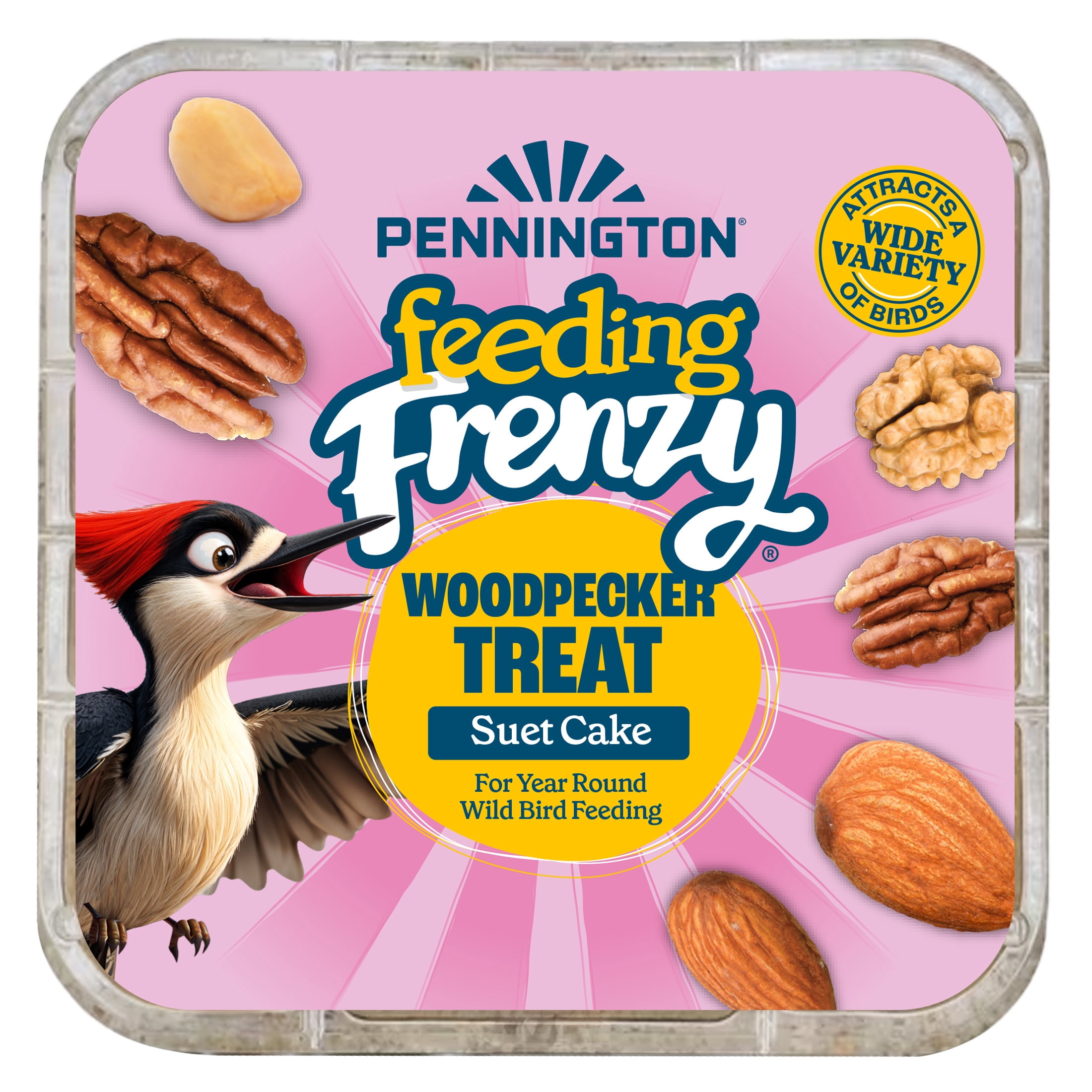 (12 pack) Pennington Feeding Frenzy Woodpecker Suet Treat, 11 oz Cake, Wild Bird Food, 1 Pack, Fresh