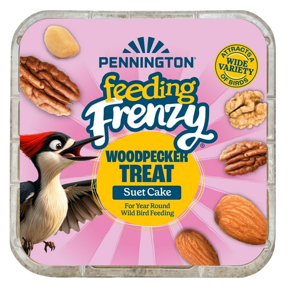 Pennington Feeding Frenzy Woodpecker Suet Treat, Suet Cakes for Wild Birds, 11 oz. Cake, Wild Bird Food, 1 Pack, Fresh