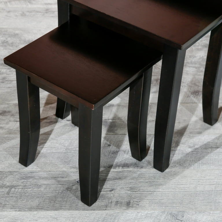 3 Piece Nesting Tables Indoor Living Furniture Collection Vintage Side End Tables Living Room Coffee Snack Table Set of 3 Espresso