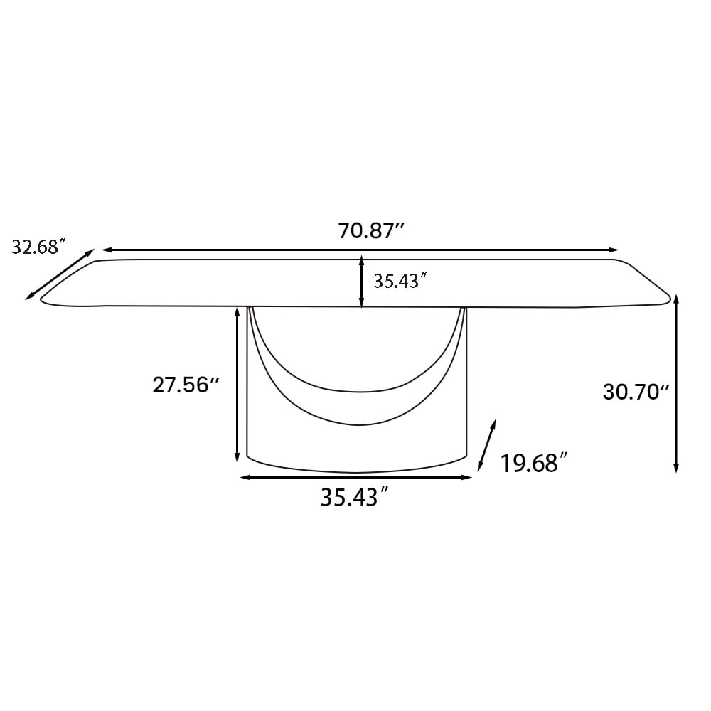 POVISON 71"Hobart Modern Minimalist Dining Table For 4-6, Black Rectangular Matte Sintered Stone Tabletop, Bronze Carbon Steel Leg