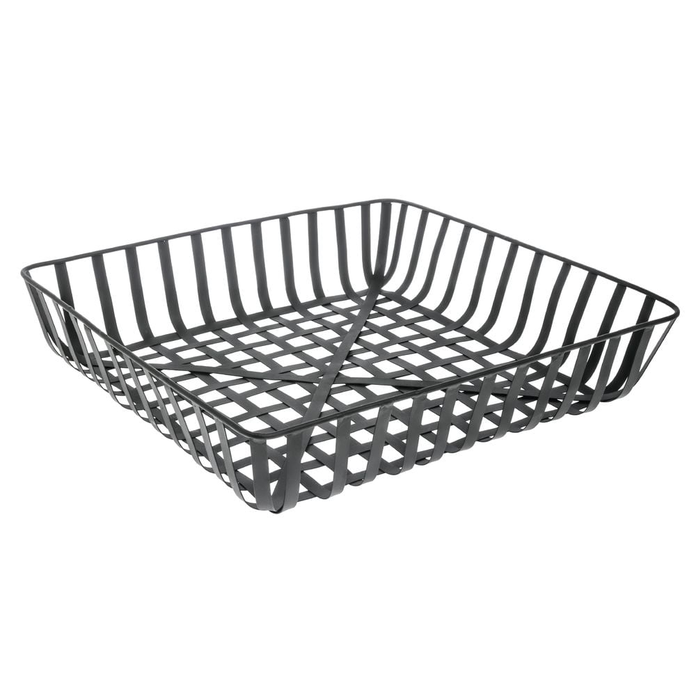 HUBERT Square Black Metal Tobacco Basket - 18"L x 18"W x 3 5/8"H