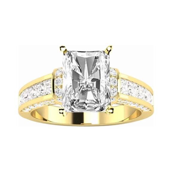 2 Carat 14K Yellow Gold LAB GROWN Diamond Contemporary Channel Set Princess And Pave Round Cut Radiant Cut Diamond Engagement Ring (E-F Color VS1-VS2 Clarity) Size: 5