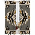 thumbnail image 2 of Sheer Curtains 108 Inches Long, Grey Orange Black Light Filtering Window Curtains for Living Room, Geometric Boho Ethnic Southwestern Rod Pocket Voile Sheer Curtain Drapes, 52"W x 108"L, 2 Panels, 2 of 8
