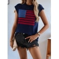 thumbnail image 6 of Women'S American Flag Sweater Vest Crewneck Cap Sleeve Casual Summer Knit Tank Top Navy Blue S, 6 of 9