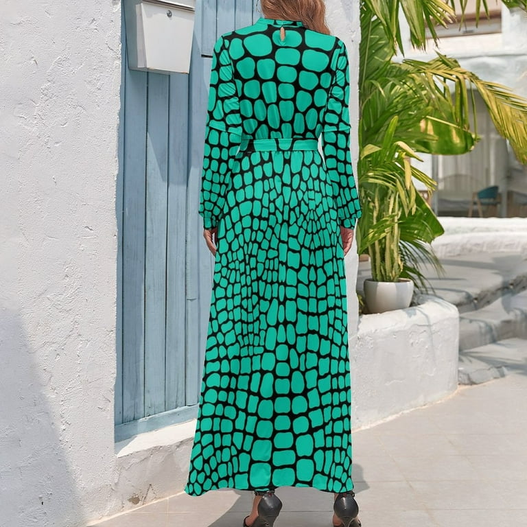 Snake pattern Dress Green pattern Print Elegant Maxi Dress Street Fashion Beach Long Dresses High Neck Graphic Clothing - Walmart.com Snake pattern Dress Green pattern Print Elegant Maxi Dress Street Fashion Beach Long Dresses High Neck Graphic Clothing - Walmart.com