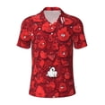 thumbnail image 2 of Daiia Playful Red Cartoon Faces Pattern Men’s Polo Shirts,Solid Deck Shirt,Classic Fit, Breathable Cotton Polo for Casual and Sport Wear-Medium, 2 of 7
