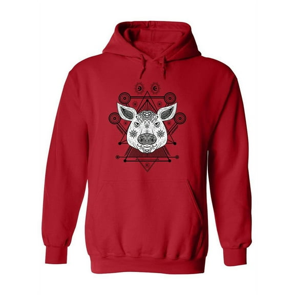 Pig Head  With Sacred Geometry Hoodie Women -Image by Shutterstock, Female XX-Large