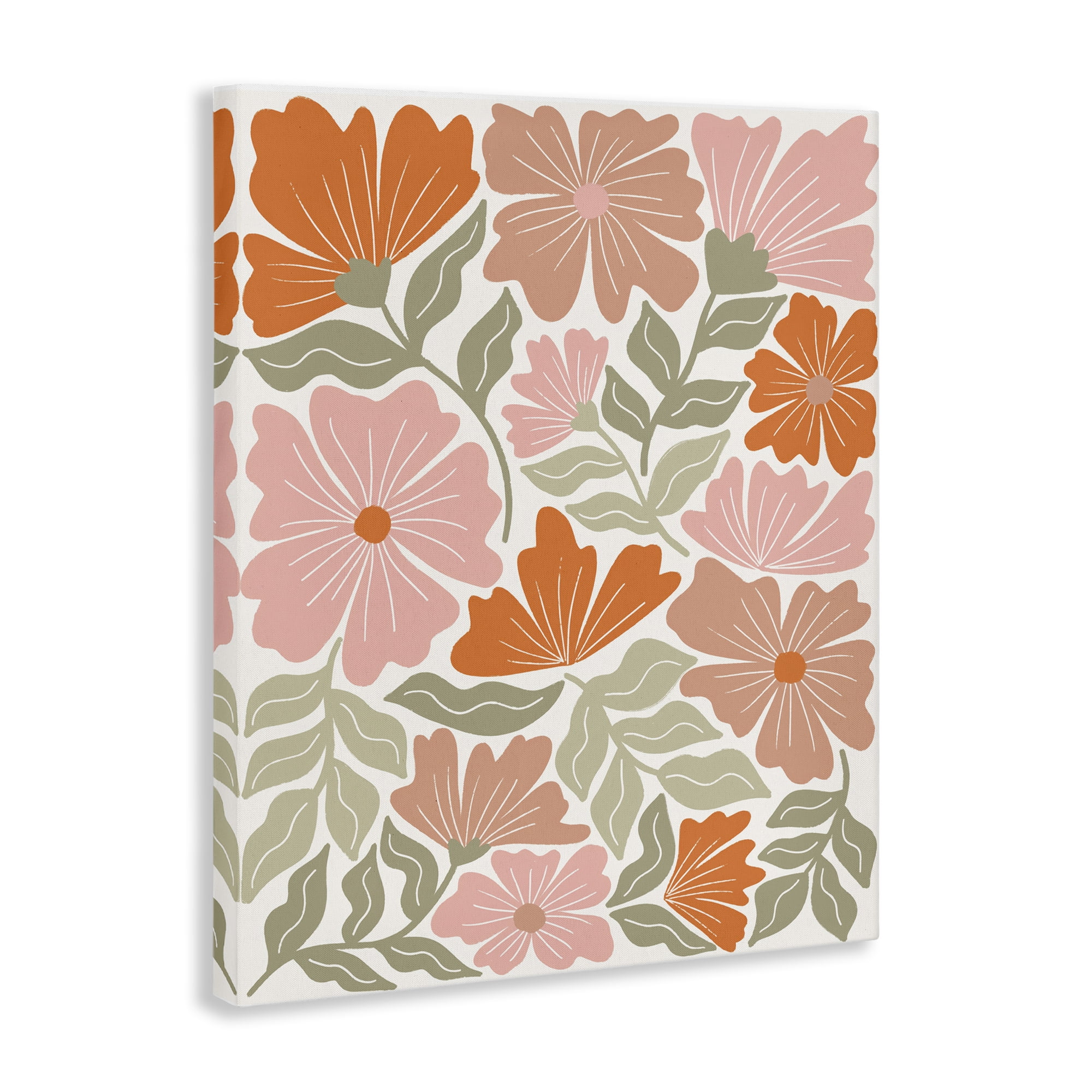 Stupell Industries Funky Asymmetrical Florals Plants & Flowers Painting Wrapped Canvas Art Print Wall Art, 36 x 48