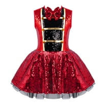 TiaoBug Kids Girls Sleeveless Bowtie Shiny Sequins Dress Circus Ringmaster Halloween Costume