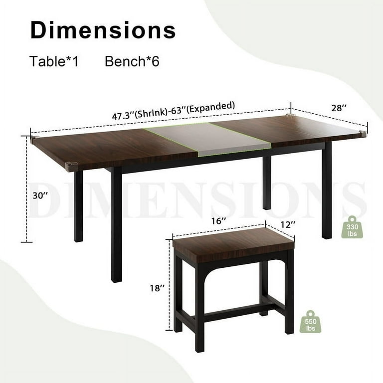 iPormis Dining Table Set, 7-Piece Extendable Table from 63