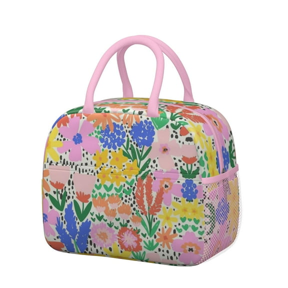 Obrewu Pioneer Flower Lunch Bag for Adult, Insulated, Leakproof, Oxford Cloth