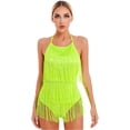 thumbnail image 3 of DPOIS Women's Lace-up Halter Tassel Bodysuit Fringes Dance Leotard, 3 of 3