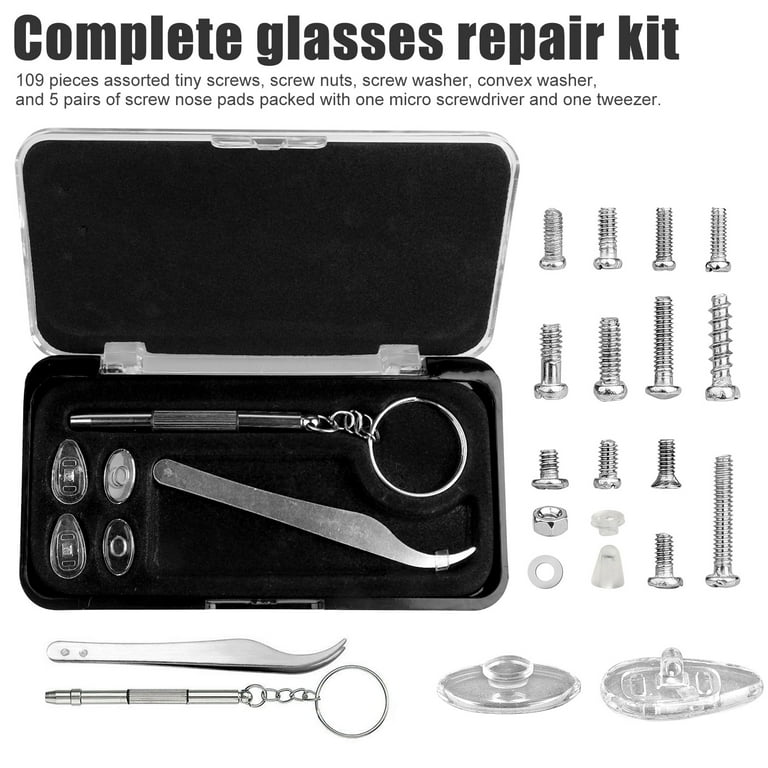 Magnetic Eyeglass Repair Kit, Glasses Repair Kit with Eyeglass Screws  Include Nose Pads, Precision Screwdriver Tool Set and Tweezers for  Eyeglasses