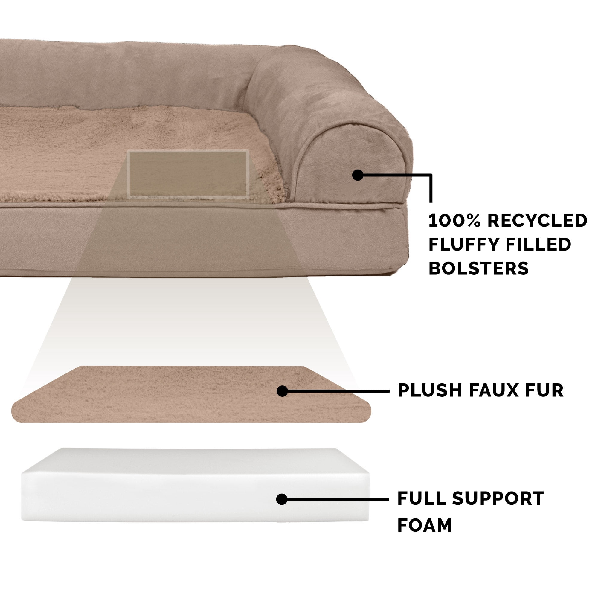 FurHaven Plush & Suede Full Support Mattress Sofa Pet Bed, Almondine, JumboPlus, 1 Count