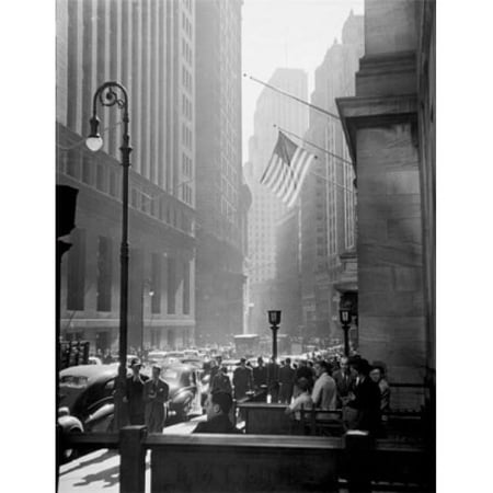Crowd in the Street Broad Street Manhattan New York City New York USA Poster Print - 18 x 24 in.