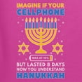 thumbnail image 6 of Wild Bobby Hanukkah Imagine If Your Phone Battery was Low but Lasted 8 Days Women Graphic Long Sleeve T-Shirt, Fuschia, Small, 6 of 6