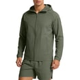 thumbnail image 1 of Sun Protection Hoodie Jacket for Men Long Sleeve Solid Color Zip Cardigan Polyester, 1 of 9