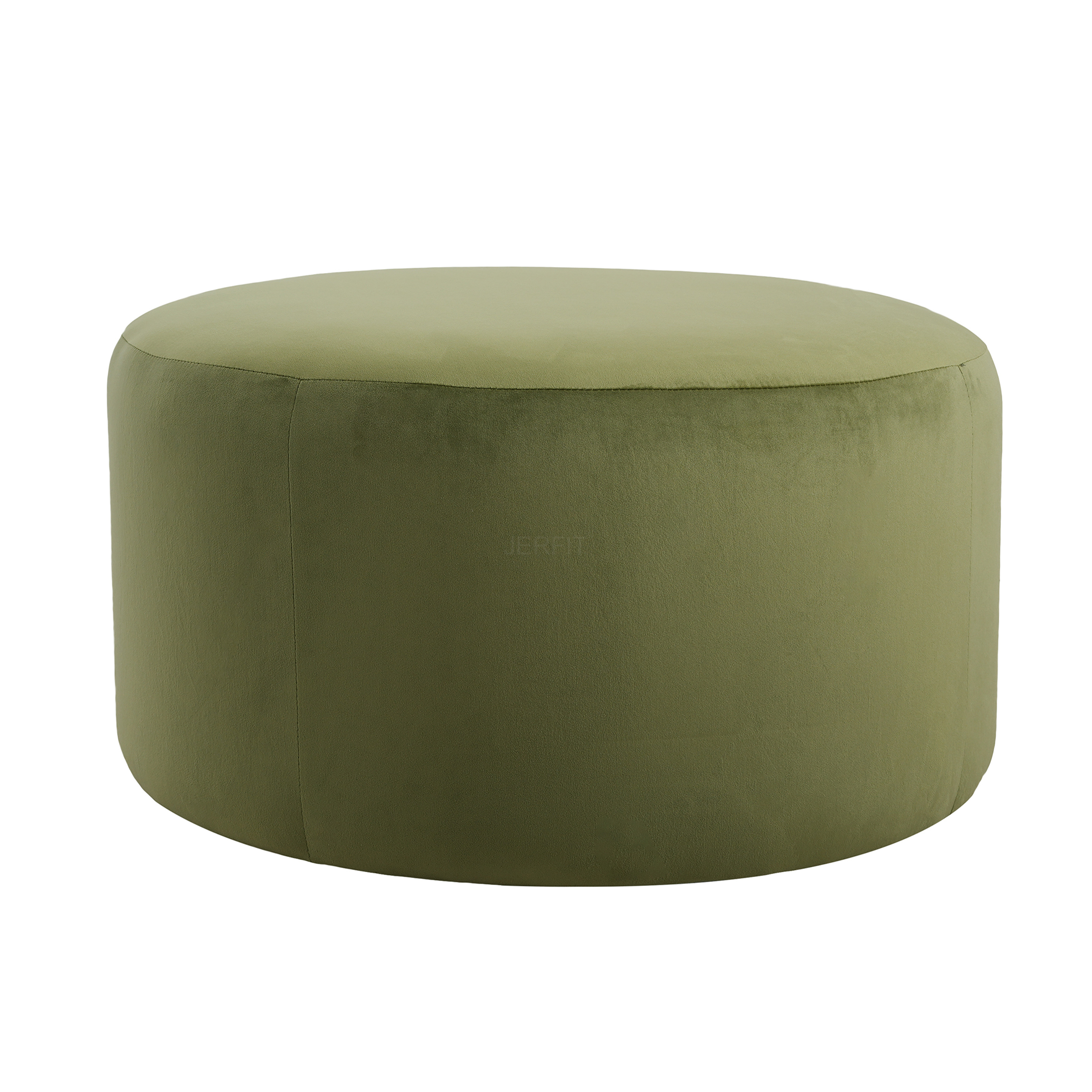 JERFIT Round Velvet Ottoman Pouf Footrest, Olive Green Velour Tufted Storage Stool for Living Room, Modern Accent Seating