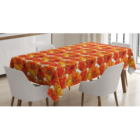 

Ambesonne Poppy Flower Tablecloth Rectangular Table Cover Hand Paint Blossoms 60 x90 Orange and Vermilion
