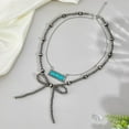thumbnail image 5 of Western Necklaces for Women Turquoise Rodeo Necklace Western Pearl Bow Necklace Cowgirl Turquoise Necklaces Alloy Country Jewelry Layered Beaded Choker, 5 of 9